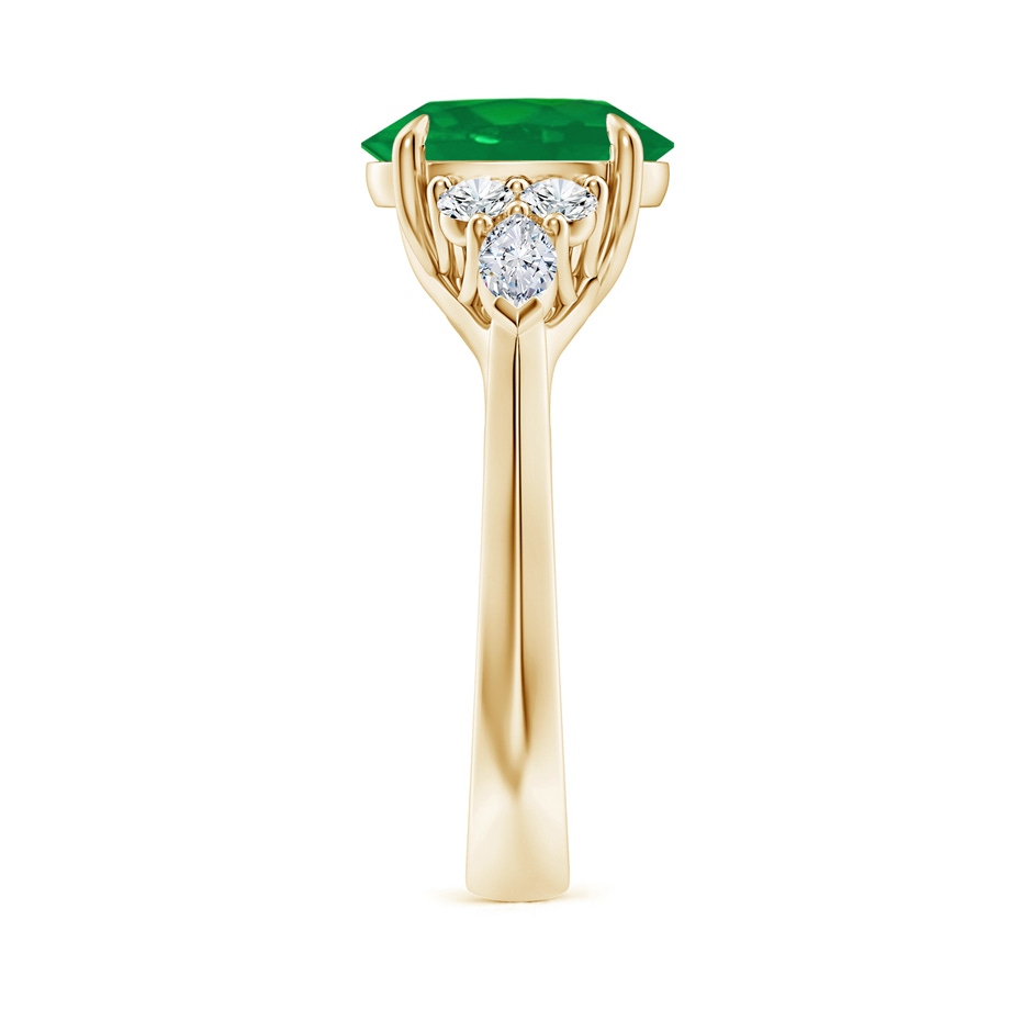 10x8mm AA Oval Emerald Side Stone Engagement Ring with Diamonds in Yellow Gold side 299