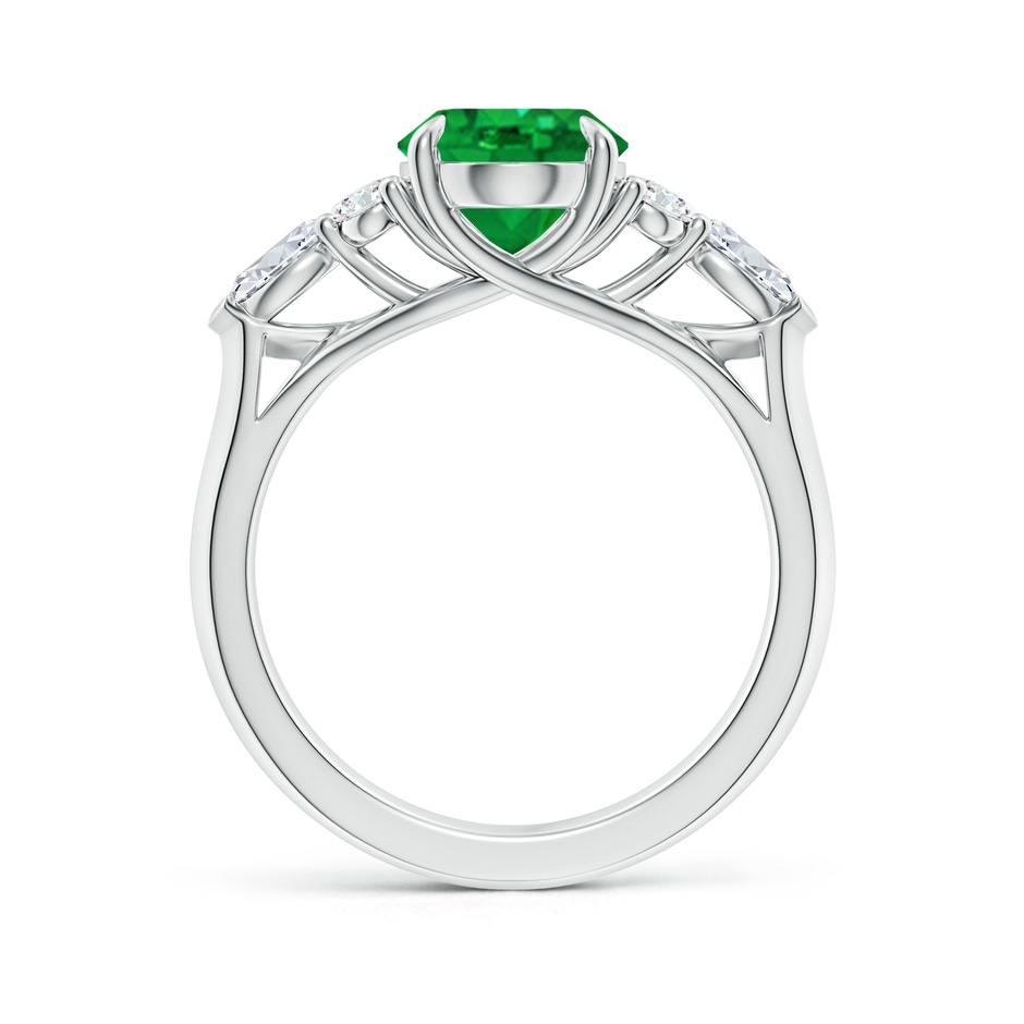 10x8mm AAA Oval Emerald Side Stone Engagement Ring with Diamonds in 18K White Gold side 199