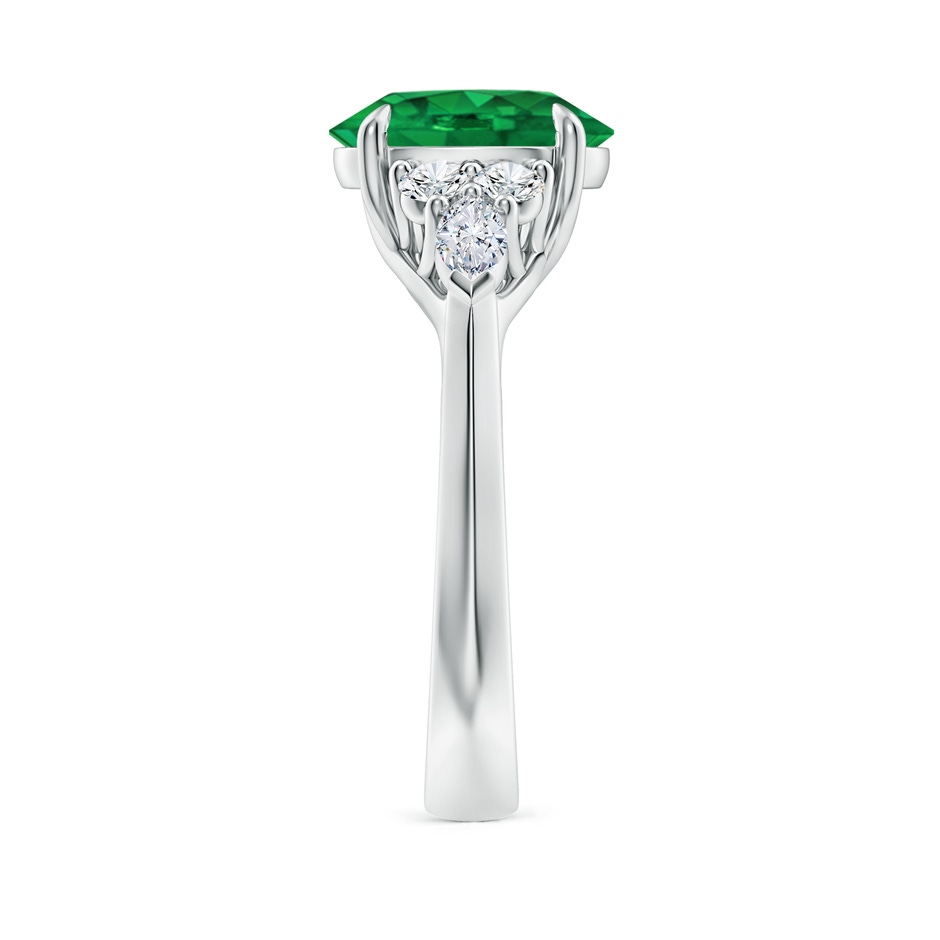 10x8mm AAA Oval Emerald Side Stone Engagement Ring with Diamonds in 18K White Gold side 299