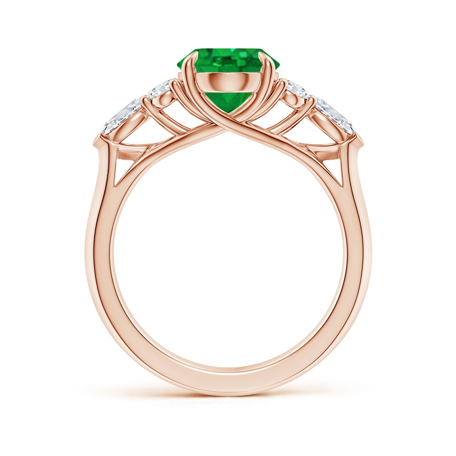 10x8mm AAA Oval Emerald Side Stone Engagement Ring with Diamonds in Rose Gold side 199