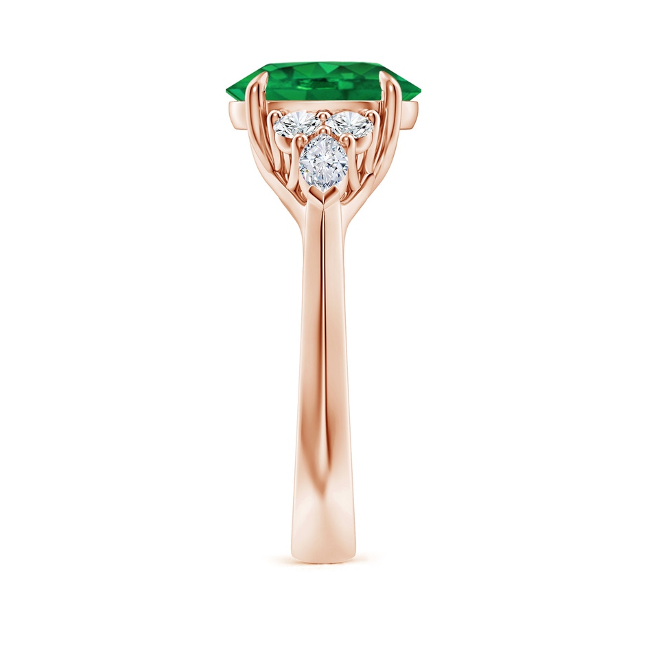 10x8mm AAA Oval Emerald Side Stone Engagement Ring with Diamonds in Rose Gold side 299
