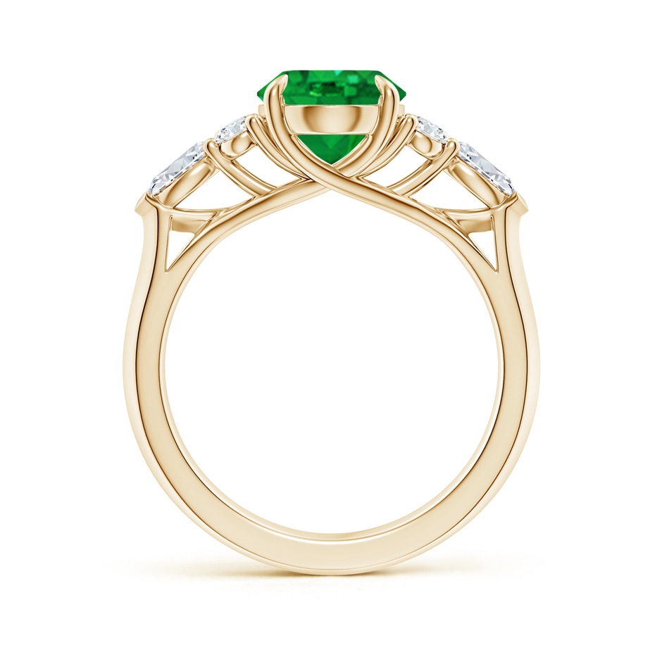 10x8mm AAA Oval Emerald Side Stone Engagement Ring with Diamonds in Yellow Gold side 199