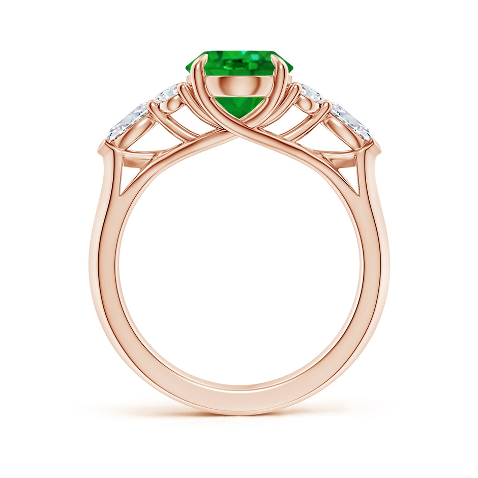 10x8mm AAAA Oval Emerald Side Stone Engagement Ring with Diamonds in Rose Gold side 199