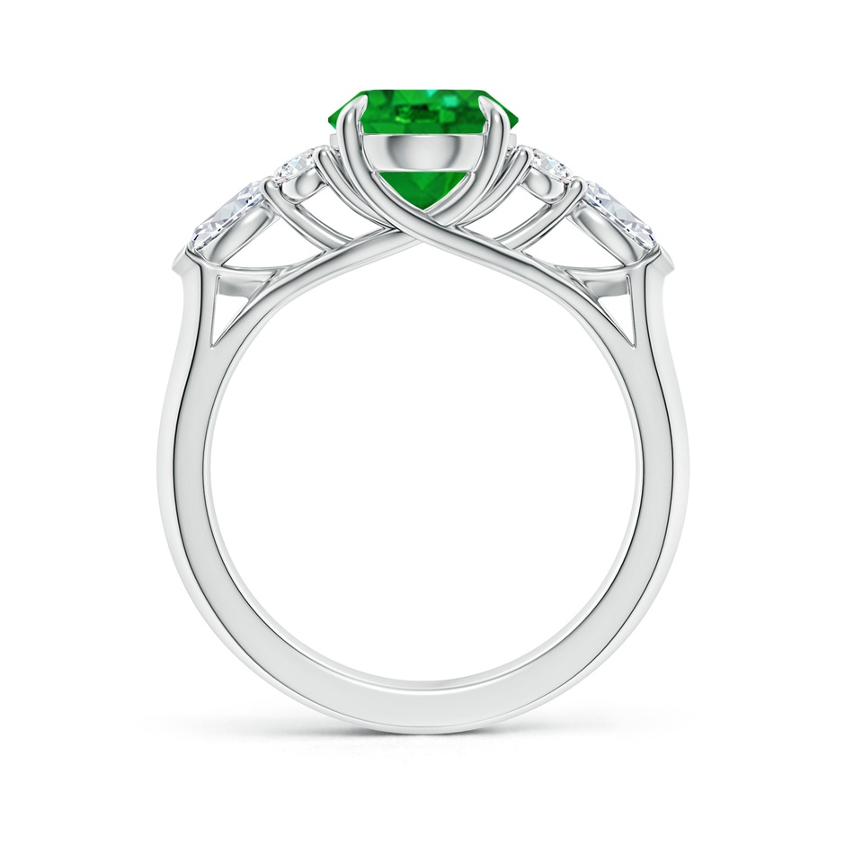 10x8mm AAAA Oval Emerald Side Stone Engagement Ring with Diamonds in White Gold side 199