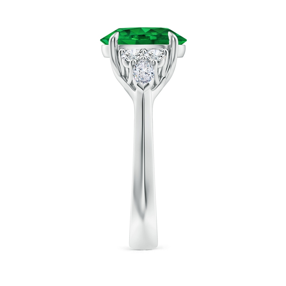 10x8mm AAAA Oval Emerald Side Stone Engagement Ring with Diamonds in White Gold side 299
