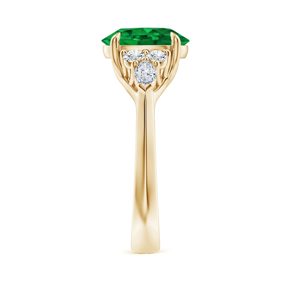 10x8mm AAAA Oval Emerald Side Stone Engagement Ring with Diamonds in Yellow Gold side 299