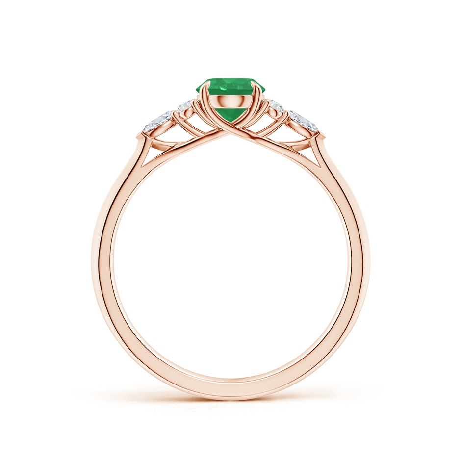 7x5mm A Oval Emerald Side Stone Engagement Ring with Diamonds in Rose Gold side 199