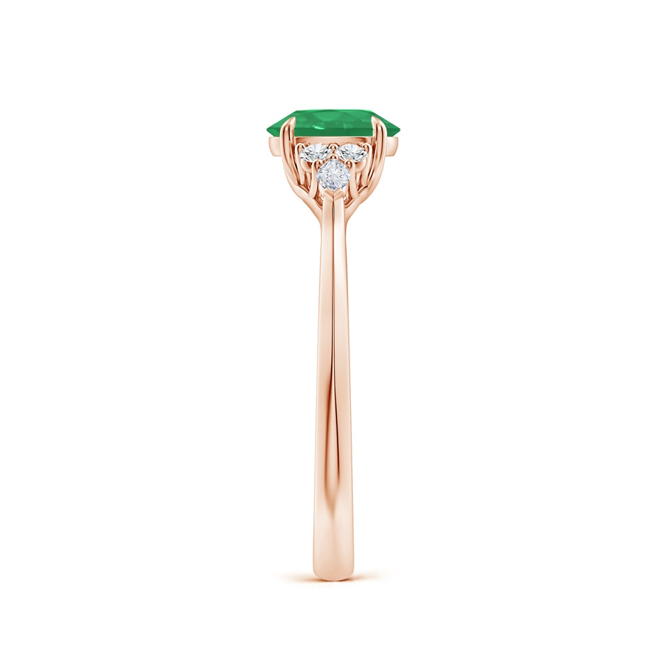 7x5mm A Oval Emerald Side Stone Engagement Ring with Diamonds in Rose Gold side 299