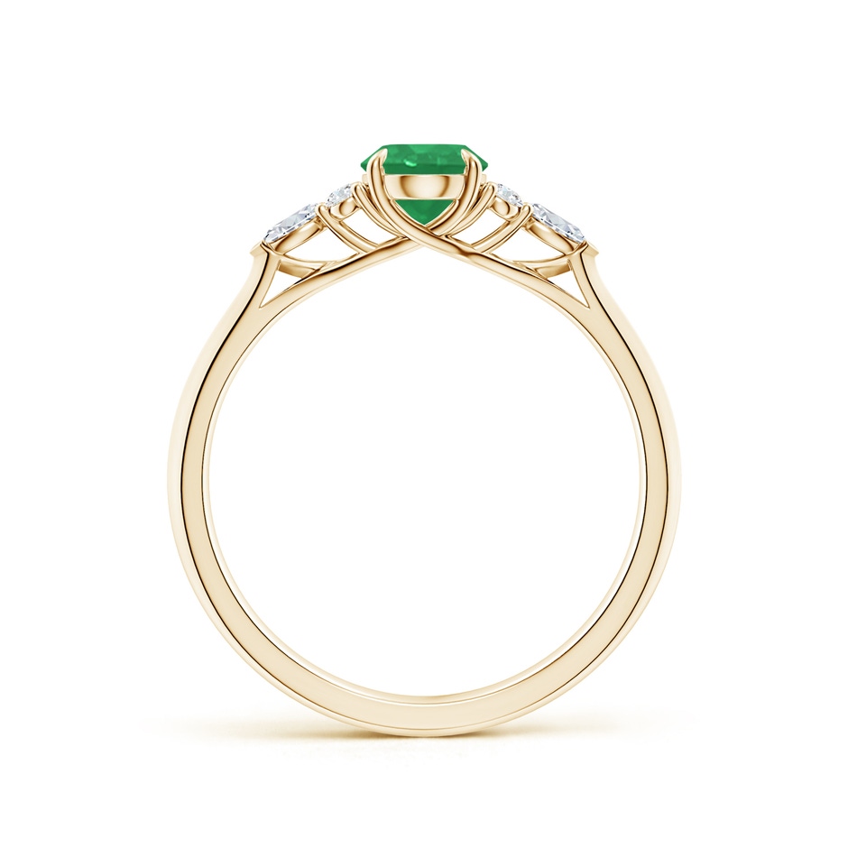 7x5mm A Oval Emerald Side Stone Engagement Ring with Diamonds in Yellow Gold side 199