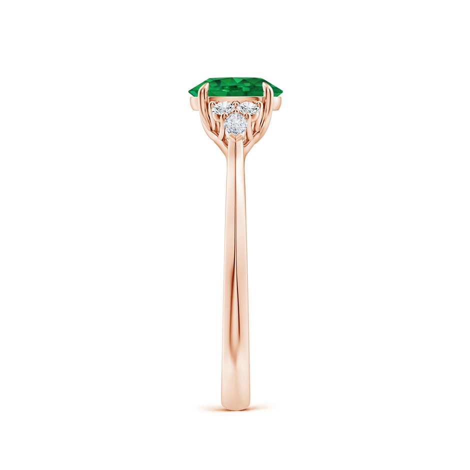 7x5mm AAA Oval Emerald Side Stone Engagement Ring with Diamonds in Rose Gold side 299
