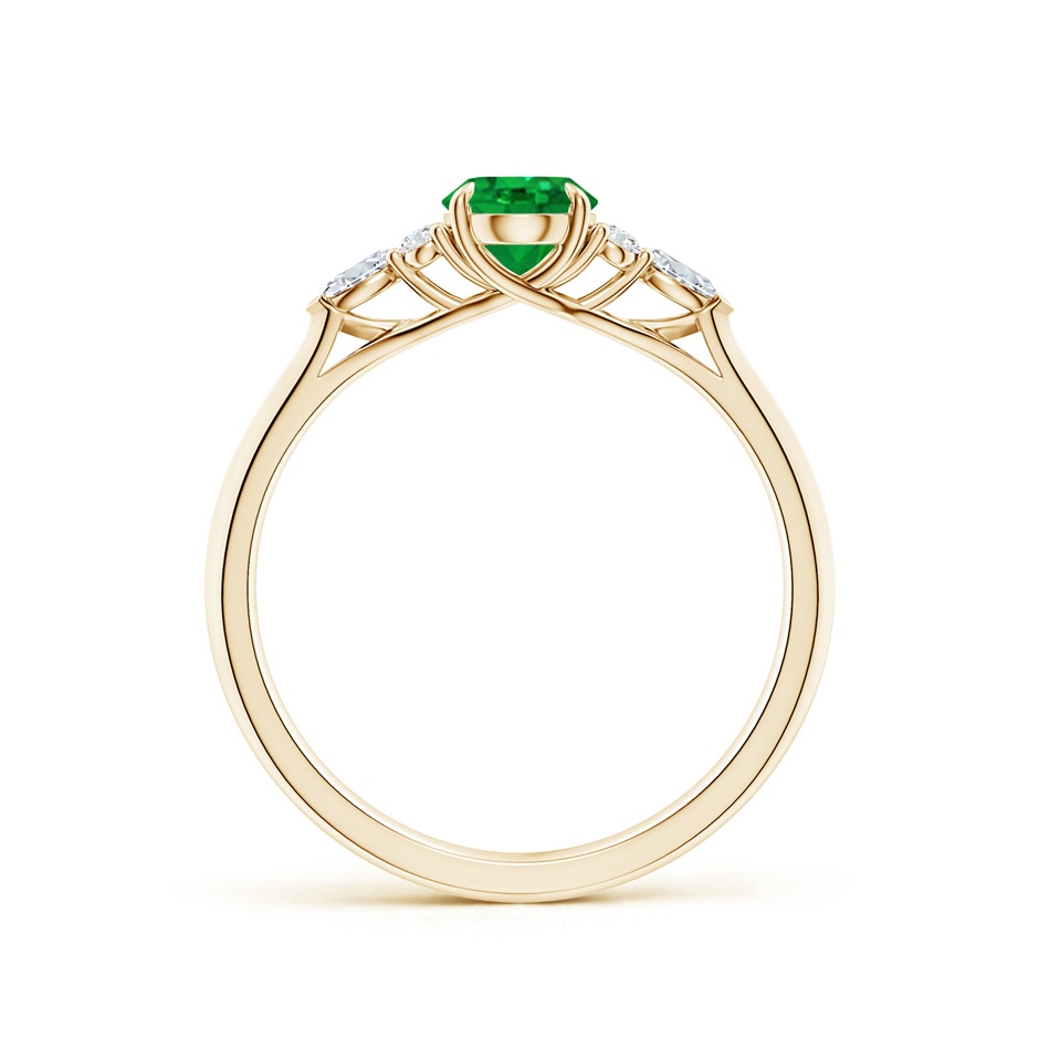7x5mm AAA Oval Emerald Side Stone Engagement Ring with Diamonds in Yellow Gold side 199