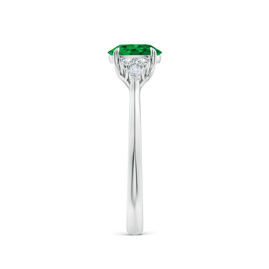 7x5mm AAAA Oval Emerald Side Stone Engagement Ring with Diamonds in 18K White Gold side 299