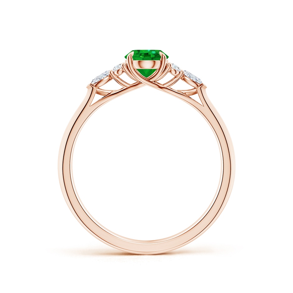 7x5mm AAAA Oval Emerald Side Stone Engagement Ring with Diamonds in Rose Gold side 199