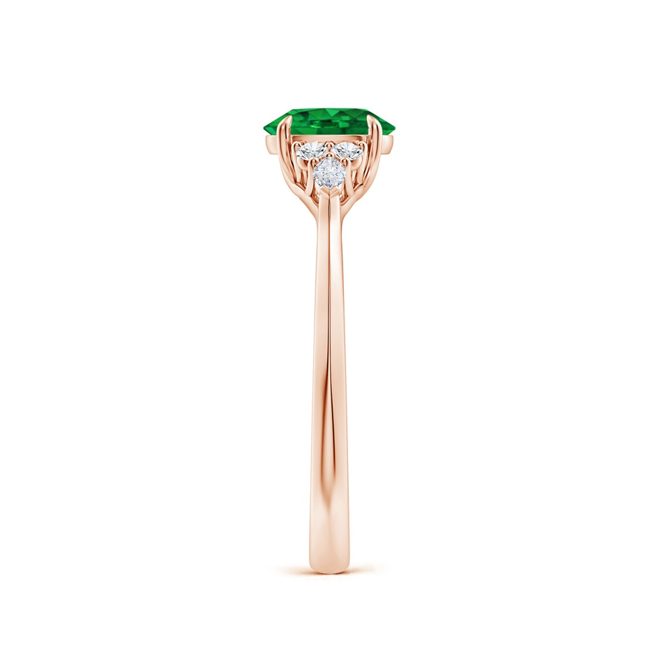 7x5mm AAAA Oval Emerald Side Stone Engagement Ring with Diamonds in Rose Gold side 299