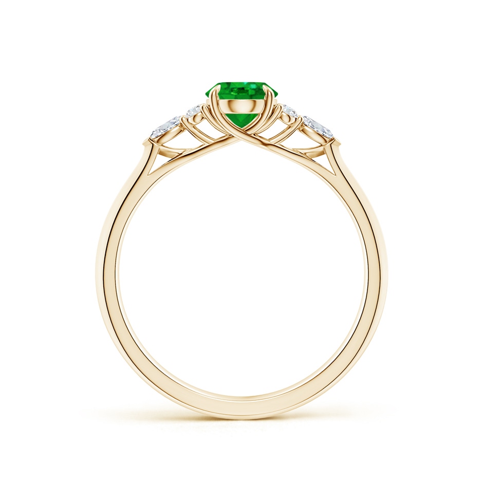 7x5mm AAAA Oval Emerald Side Stone Engagement Ring with Diamonds in Yellow Gold side 199