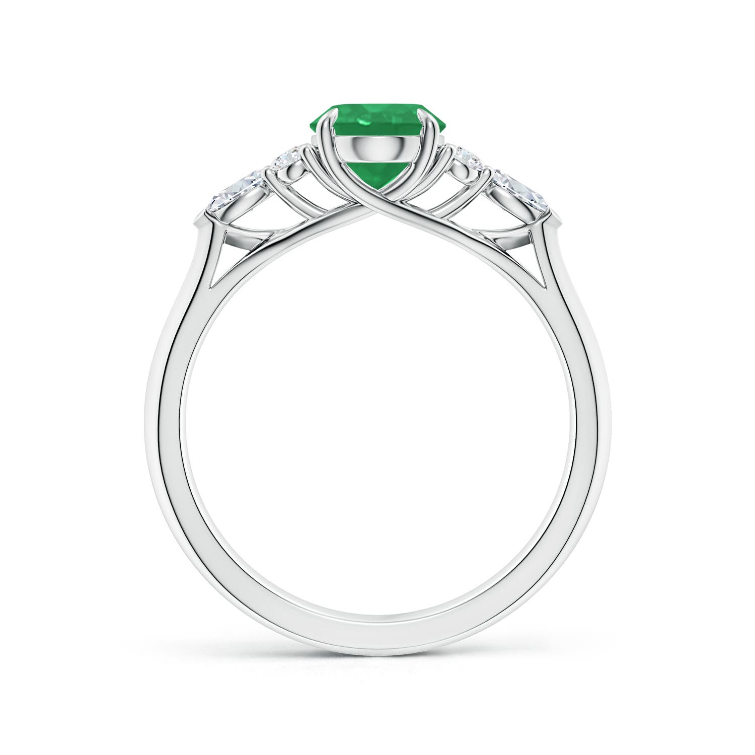 8x6mm A Oval Emerald Side Stone Engagement Ring with Diamonds in P950 Platinum