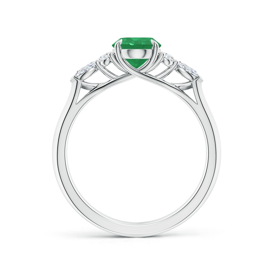 8x6mm A Oval Emerald Side Stone Engagement Ring with Diamonds in White Gold side 199