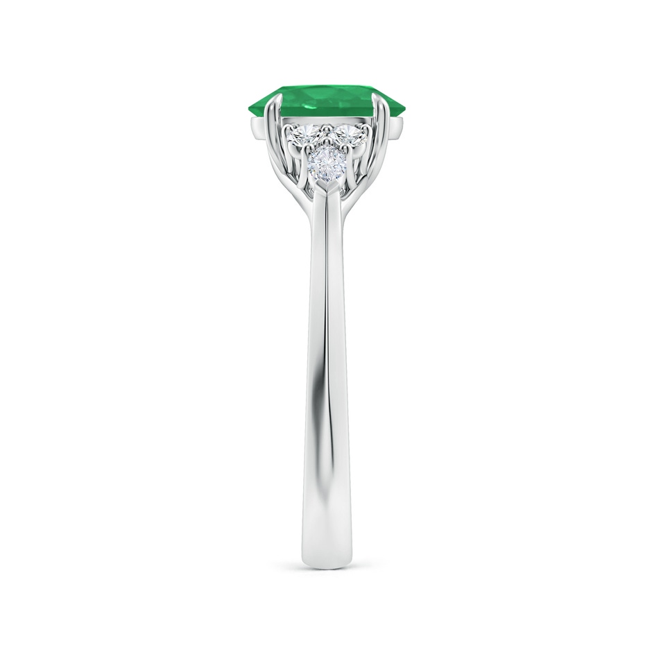 8x6mm A Oval Emerald Side Stone Engagement Ring with Diamonds in White Gold side 299