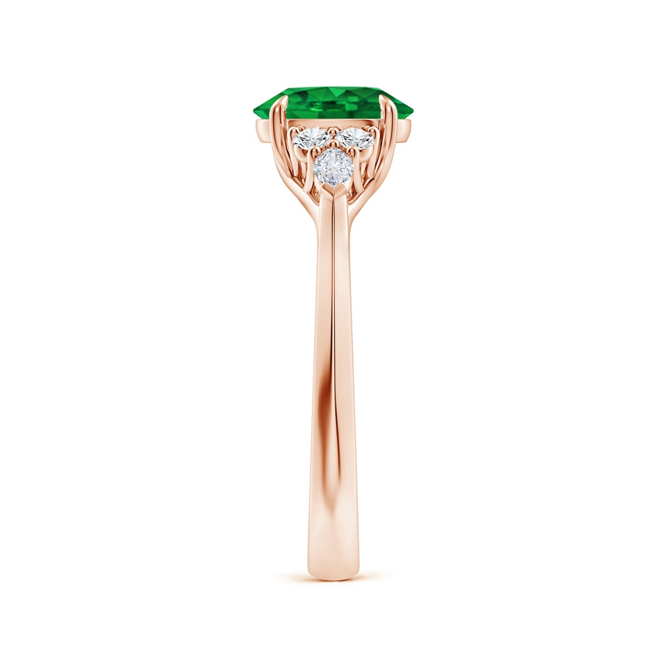 8x6mm AAAA Oval Emerald Side Stone Engagement Ring with Diamonds in Rose Gold side 299