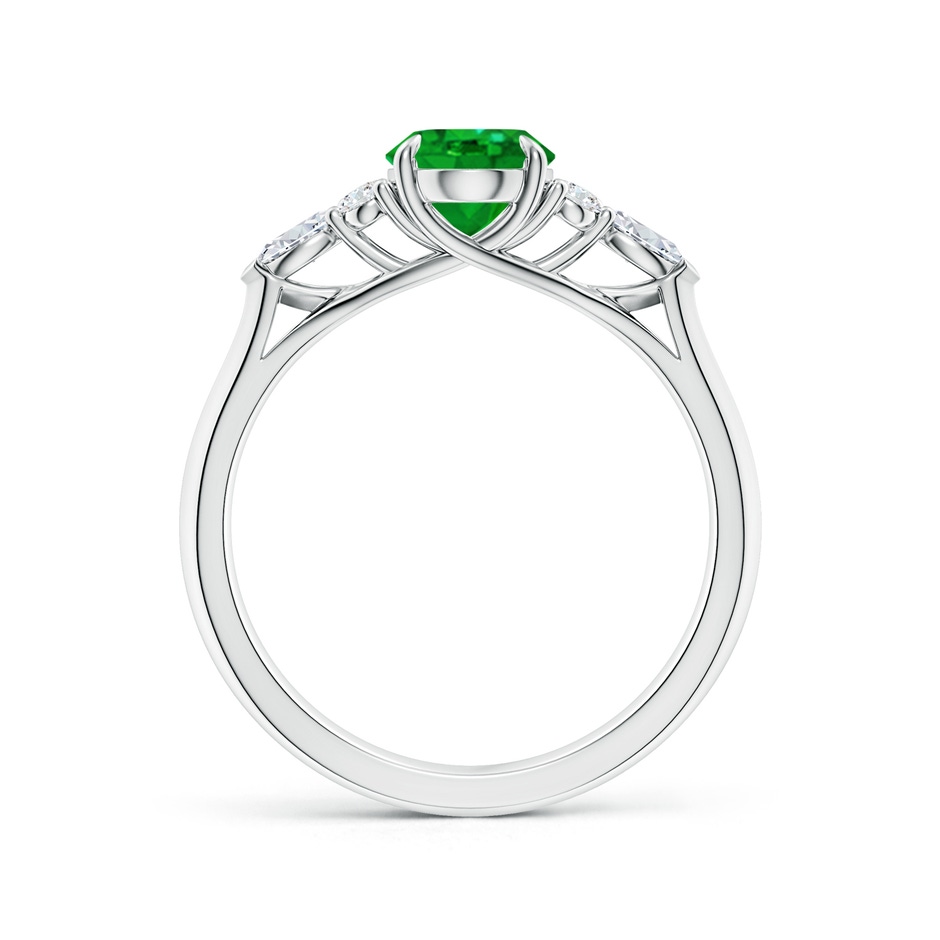 8x6mm AAAA Oval Emerald Side Stone Engagement Ring with Diamonds in White Gold side 199