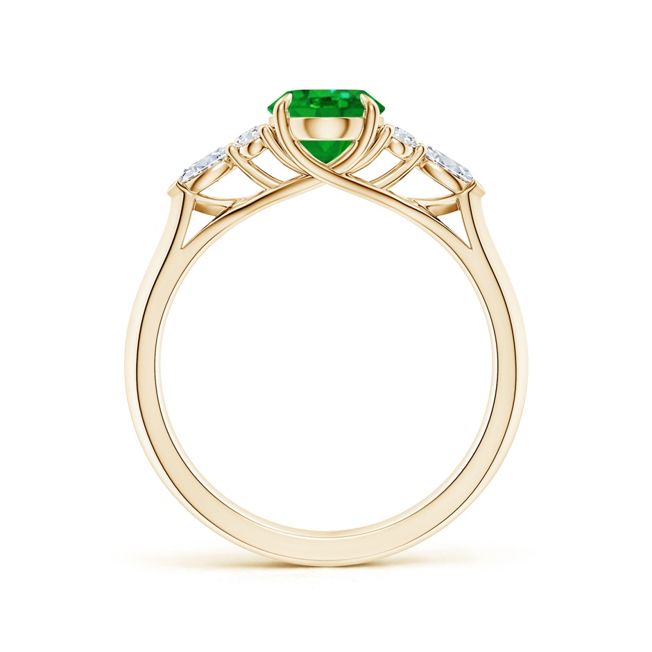 8x6mm AAAA Oval Emerald Side Stone Engagement Ring with Diamonds in Yellow Gold side 199
