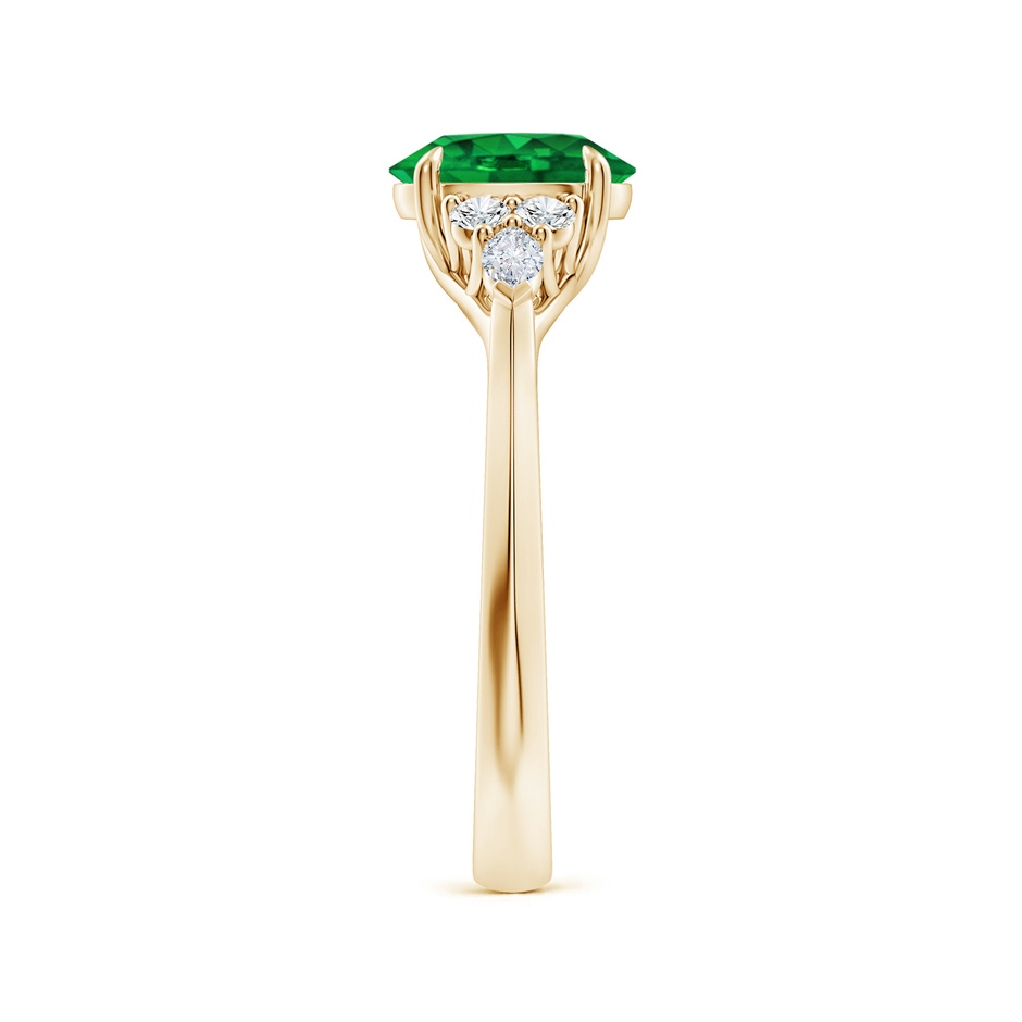8x6mm AAAA Oval Emerald Side Stone Engagement Ring with Diamonds in Yellow Gold side 299