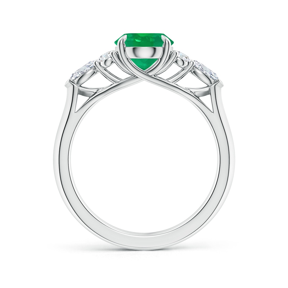 9x7mm AA Oval Emerald Side Stone Engagement Ring with Diamonds in P950 Platinum side 199