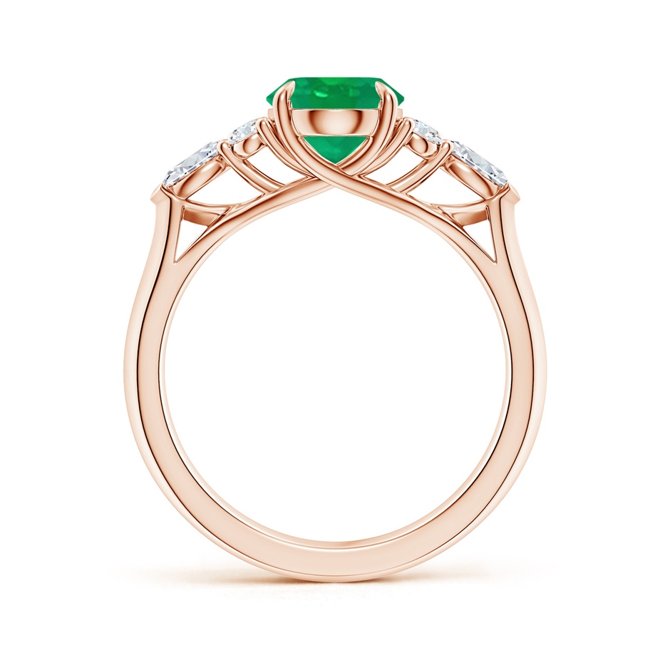 9x7mm AA Oval Emerald Side Stone Engagement Ring with Diamonds in Rose Gold side 199