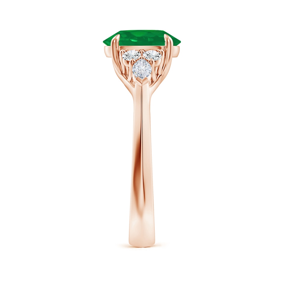 9x7mm AA Oval Emerald Side Stone Engagement Ring with Diamonds in Rose Gold side 299