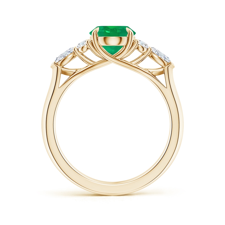 9x7mm AA Oval Emerald Side Stone Engagement Ring with Diamonds in Yellow Gold side 199