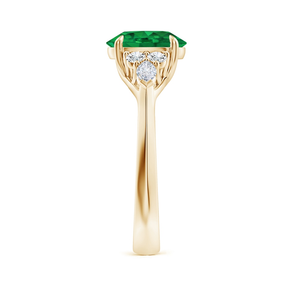 9x7mm AAA Oval Emerald Side Stone Engagement Ring with Diamonds in Yellow Gold side 299