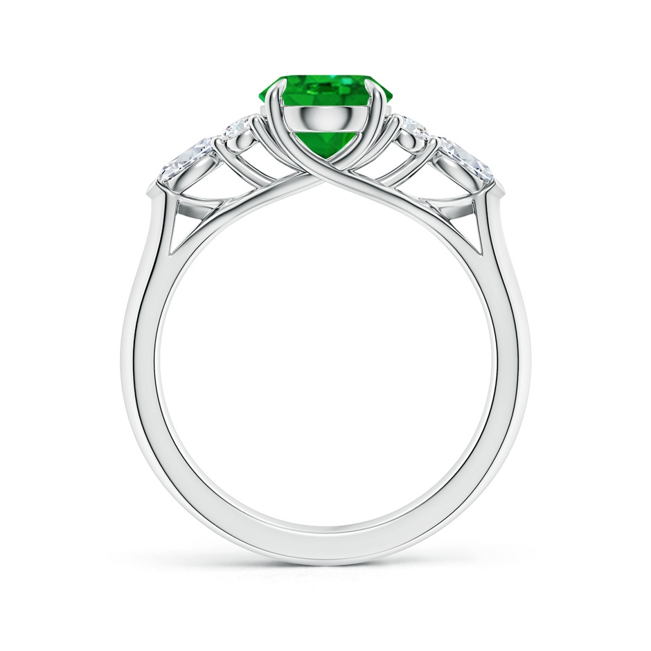 9x7mm AAAA Oval Emerald Side Stone Engagement Ring with Diamonds in P950 Platinum side 199