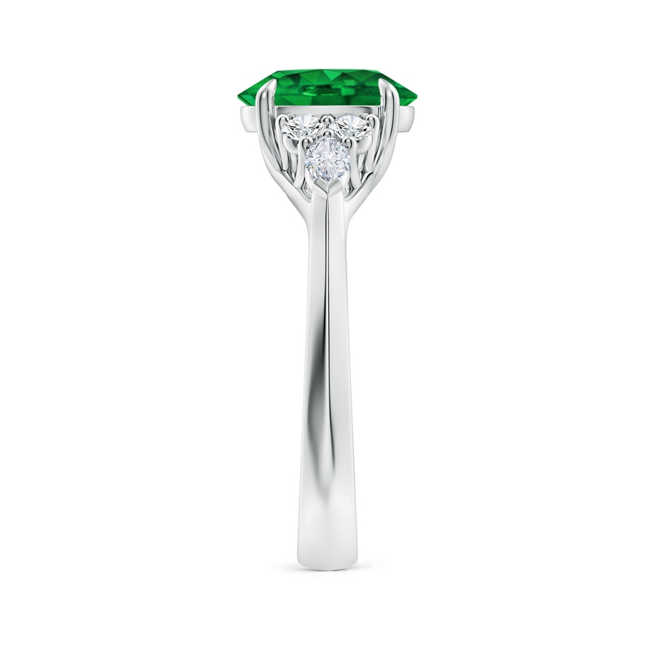 9x7mm AAAA Oval Emerald Side Stone Engagement Ring with Diamonds in P950 Platinum side 299