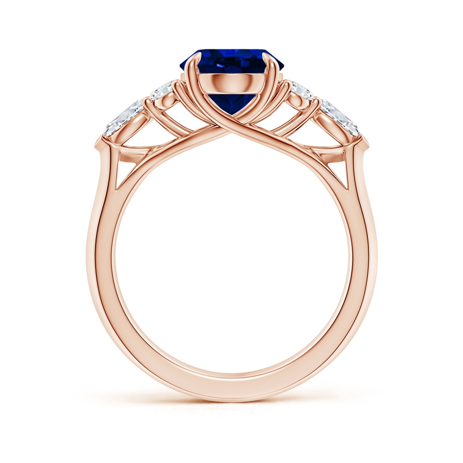 10x8mm Lab-Grown Oval Blue Sapphire Side Stone Engagement Ring with Diamonds in 18K Rose Gold side 199