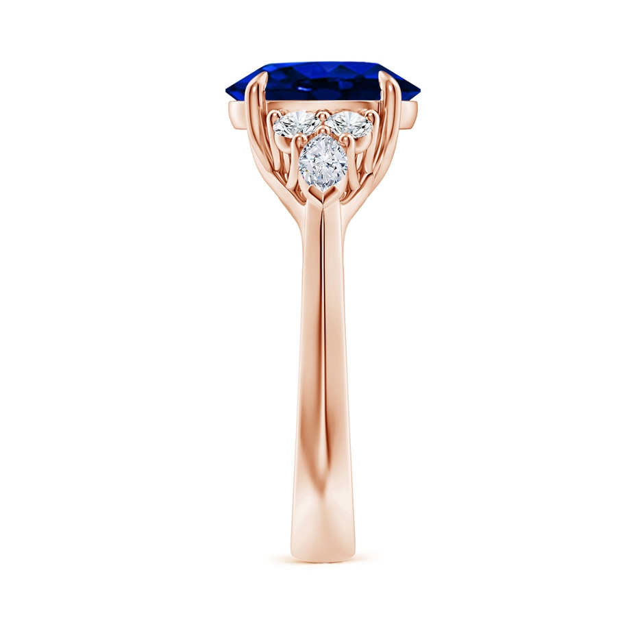10x8mm Lab-Grown Oval Blue Sapphire Side Stone Engagement Ring with Diamonds in 18K Rose Gold side 299