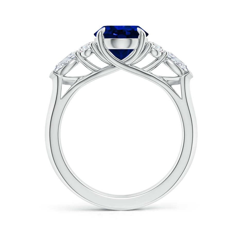 10x8mm Lab-Grown Oval Blue Sapphire Side Stone Engagement Ring with Diamonds in P950 Platinum side 199