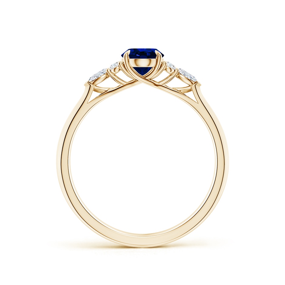 7x5mm Lab-Grown Oval Blue Sapphire Side Stone Engagement Ring with Diamonds in 18K Yellow Gold side 199