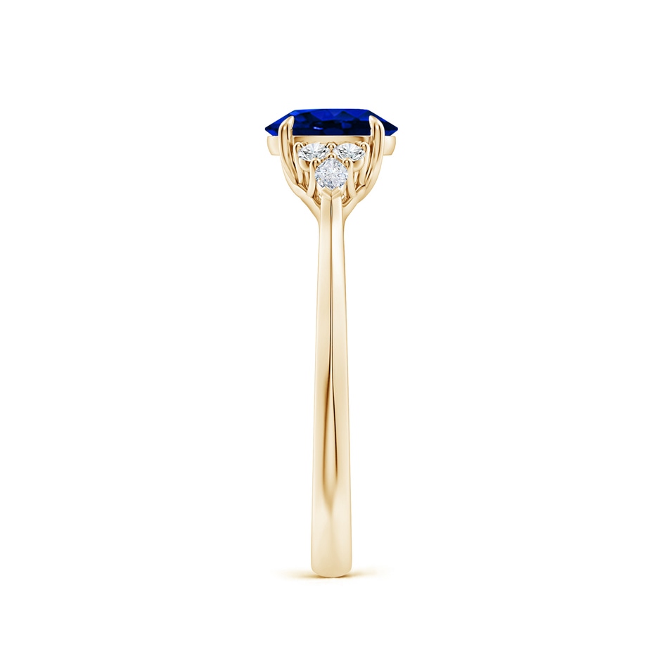7x5mm Lab-Grown Oval Blue Sapphire Side Stone Engagement Ring with Diamonds in 18K Yellow Gold side 299