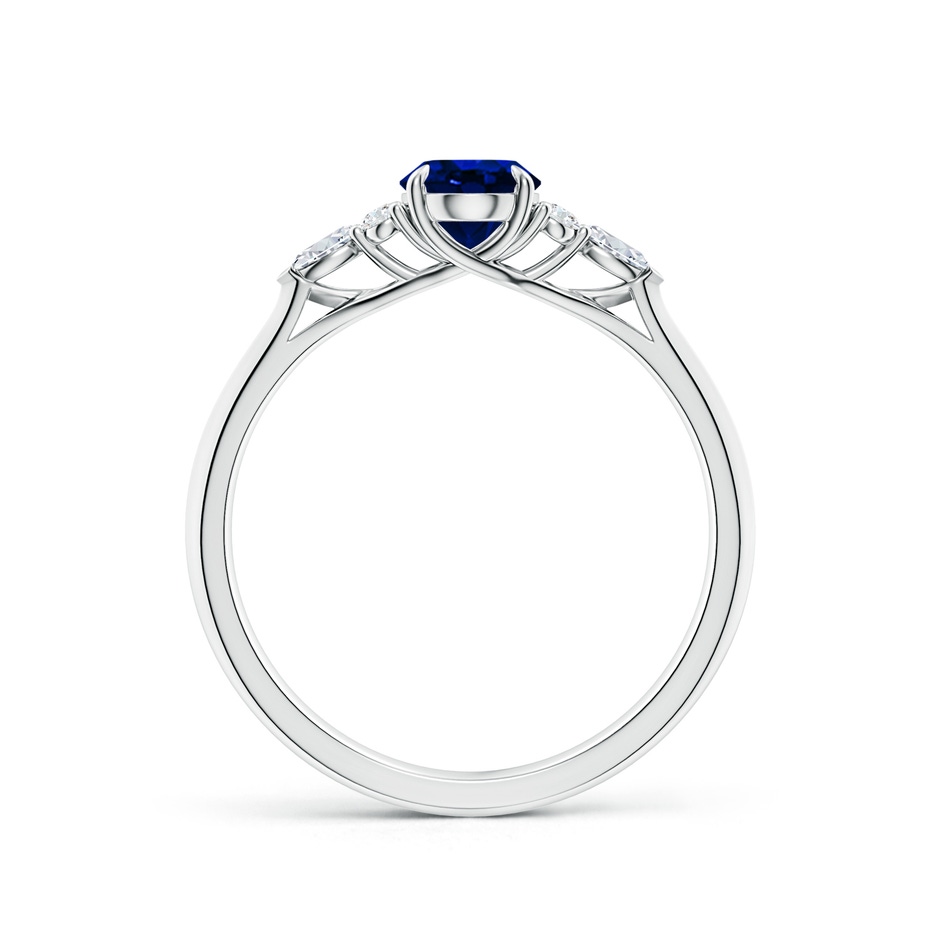 7x5mm Lab-Grown Oval Blue Sapphire Side Stone Engagement Ring with Diamonds in P950 Platinum side 199