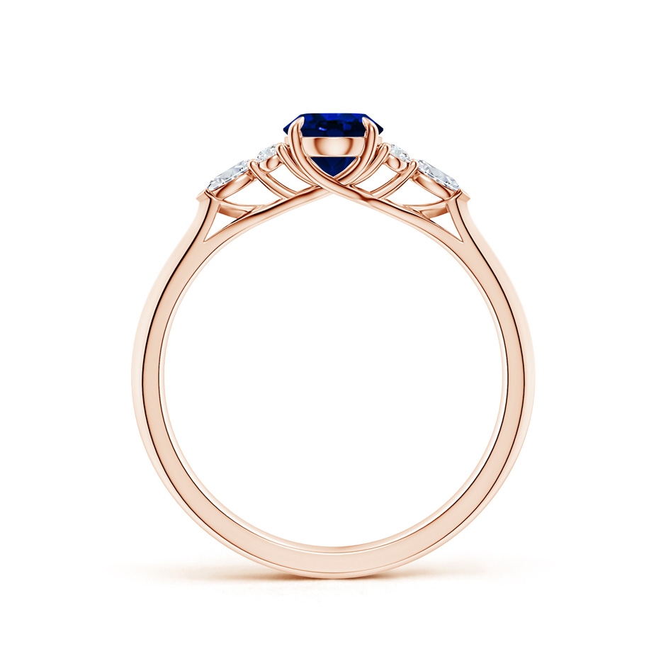 7x5mm Lab-Grown Oval Blue Sapphire Side Stone Engagement Ring with Diamonds in Rose Gold side 199
