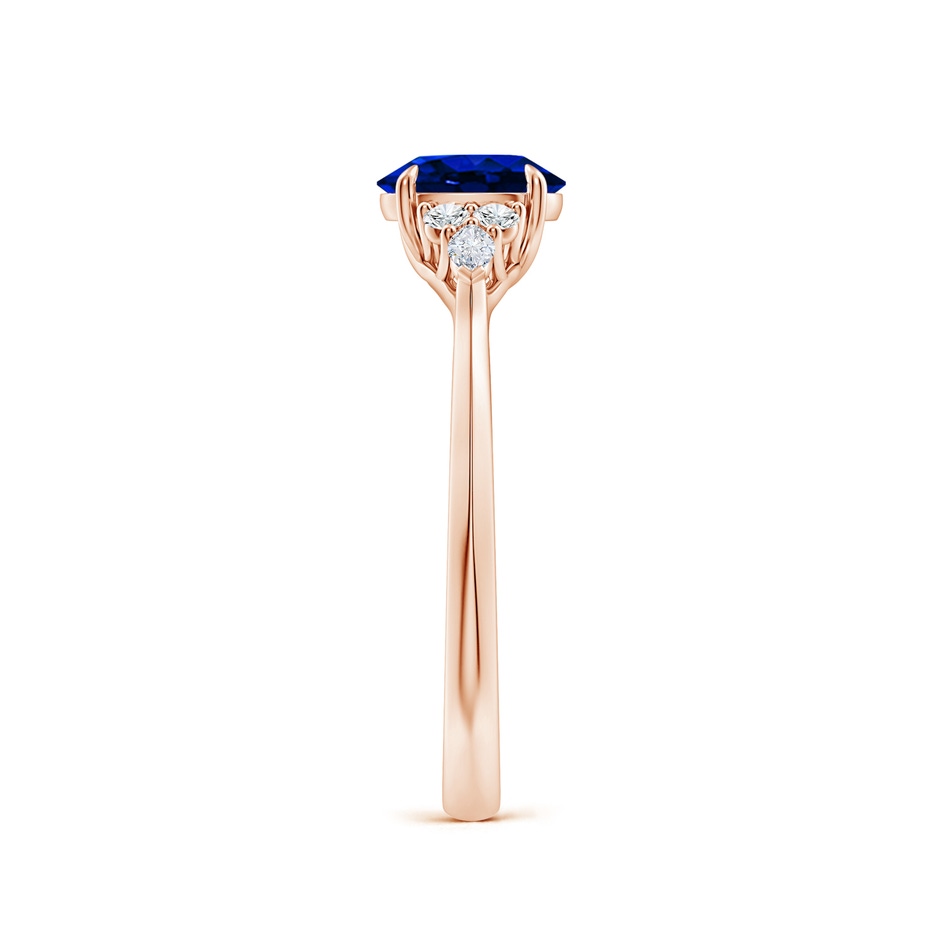7x5mm Lab-Grown Oval Blue Sapphire Side Stone Engagement Ring with Diamonds in Rose Gold side 299