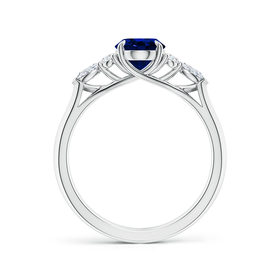 8x6mm Lab-Grown Oval Blue Sapphire Side Stone Engagement Ring with Diamonds in 18K White Gold side 199