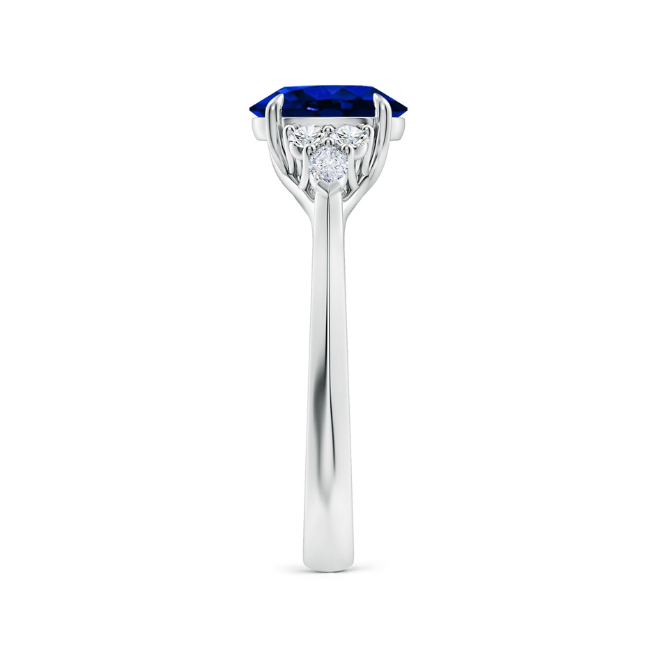 8x6mm Lab-Grown Oval Blue Sapphire Side Stone Engagement Ring with Diamonds in 18K White Gold side 299