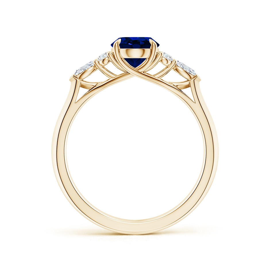 8x6mm Lab-Grown Oval Blue Sapphire Side Stone Engagement Ring with Diamonds in Yellow Gold side 199