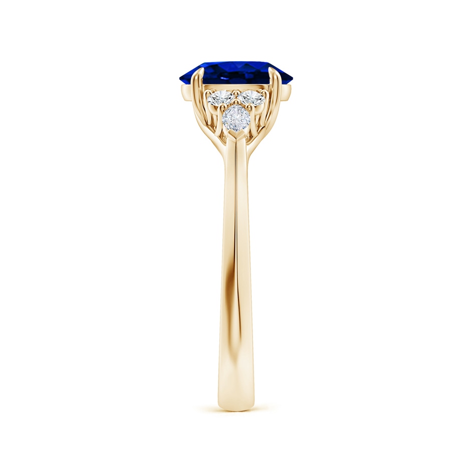 8x6mm Lab-Grown Oval Blue Sapphire Side Stone Engagement Ring with Diamonds in Yellow Gold side 299