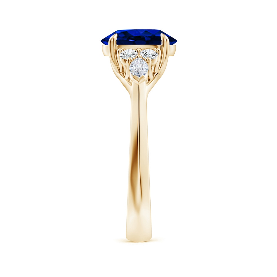 9x7mm Lab-Grown Oval Blue Sapphire Side Stone Engagement Ring with Diamonds in Yellow Gold side 299
