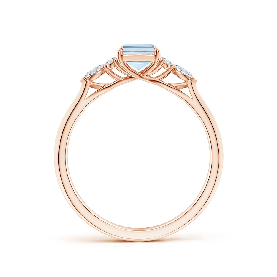 7x5mm A Emerald-Cut Aquamarine Side Stone Engagement Ring with Diamonds in Rose Gold side 199