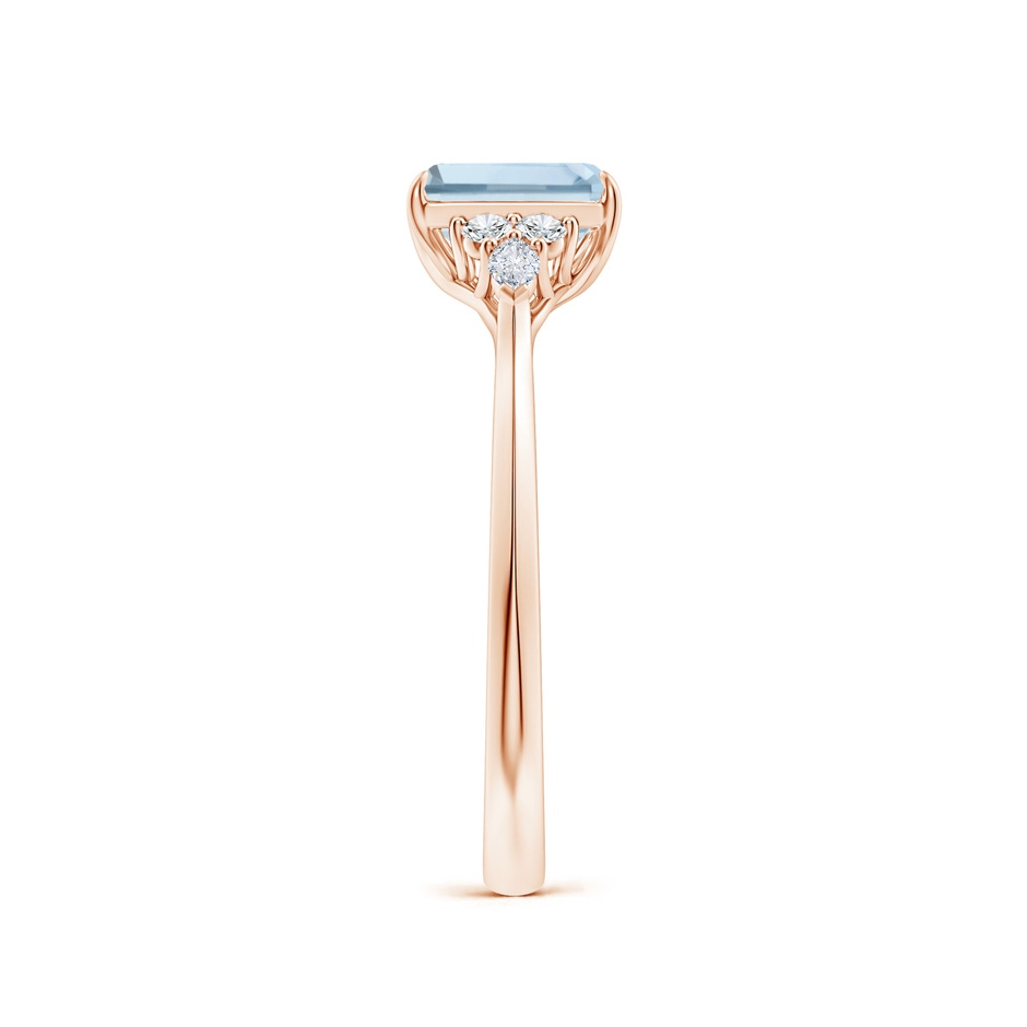 7x5mm A Emerald-Cut Aquamarine Side Stone Engagement Ring with Diamonds in Rose Gold side 299