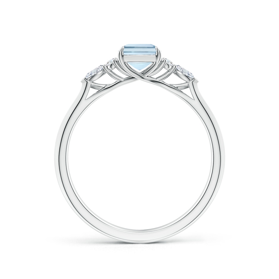 7x5mm A Emerald-Cut Aquamarine Side Stone Engagement Ring with Diamonds in White Gold side 199