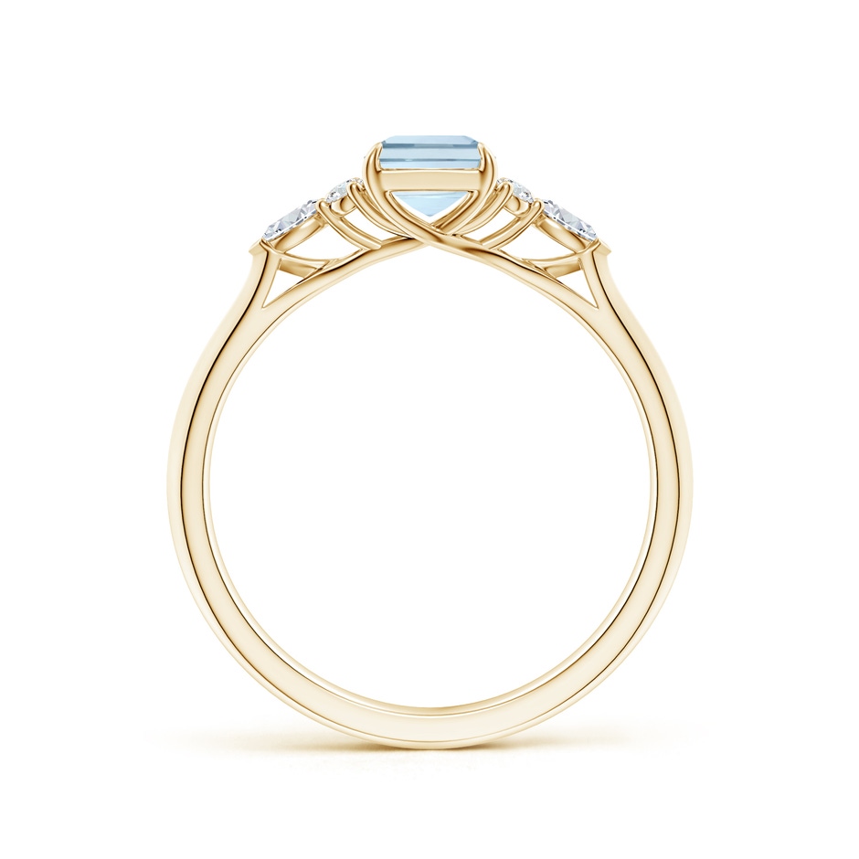 7x5mm A Emerald-Cut Aquamarine Side Stone Engagement Ring with Diamonds in Yellow Gold side 199